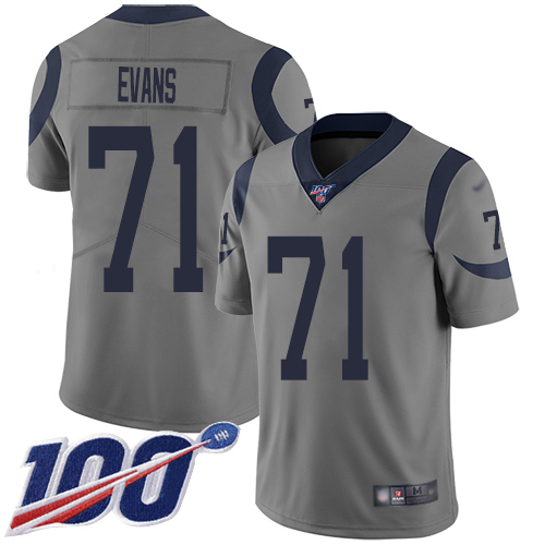 Los Angeles Rams Limited Gray Men Bobby Evans Jersey NFL Football #71 100th Season Inverted Legend